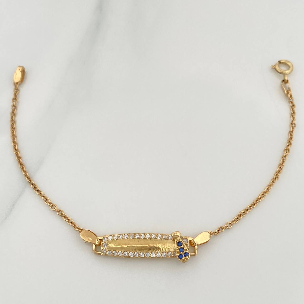 Pulso Placa Bebe Aro Seguido 2.95gr / 13.5cm / 0.7mm Oro Amarillo 18K %