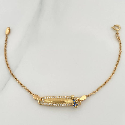Pulso Placa Bebe Aro Seguido 2.95gr / 13.5cm / 0.7mm Oro Amarillo 18K %