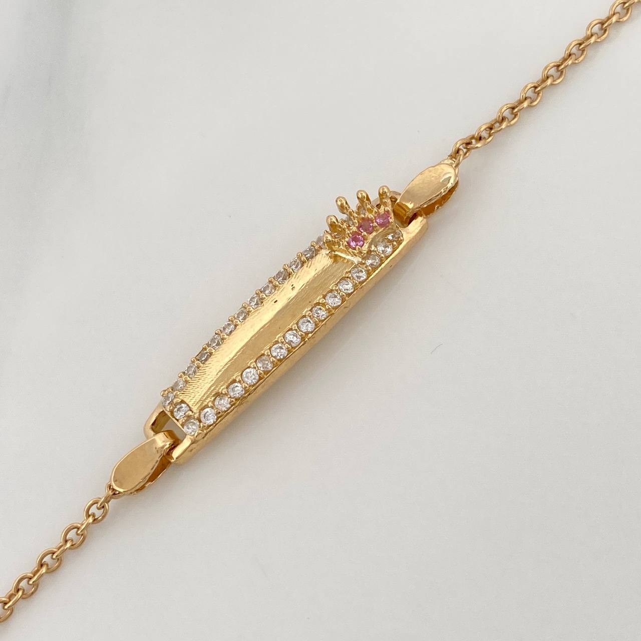 PulsoPlaca Bebe Aro Seguido Corona 2.8gr / 11.7cm / 0.7mm Oro Amarillo 18K %