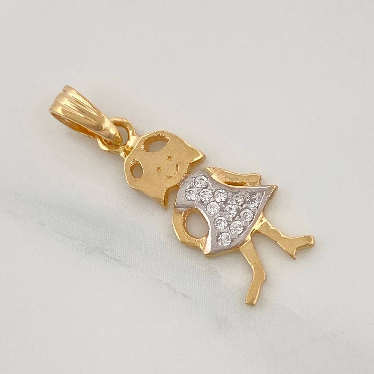 Dije Niña 1.1gr / 2.4cm / Dos Oros Amarillo Blanco 18K %