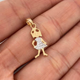 Dije Niña 1.1gr / 2.4cm / Dos Oros Amarillo Blanco 18K %