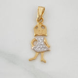 Dije Niña 1.1gr / 2.4cm / Dos Oros Amarillo Blanco 18K %