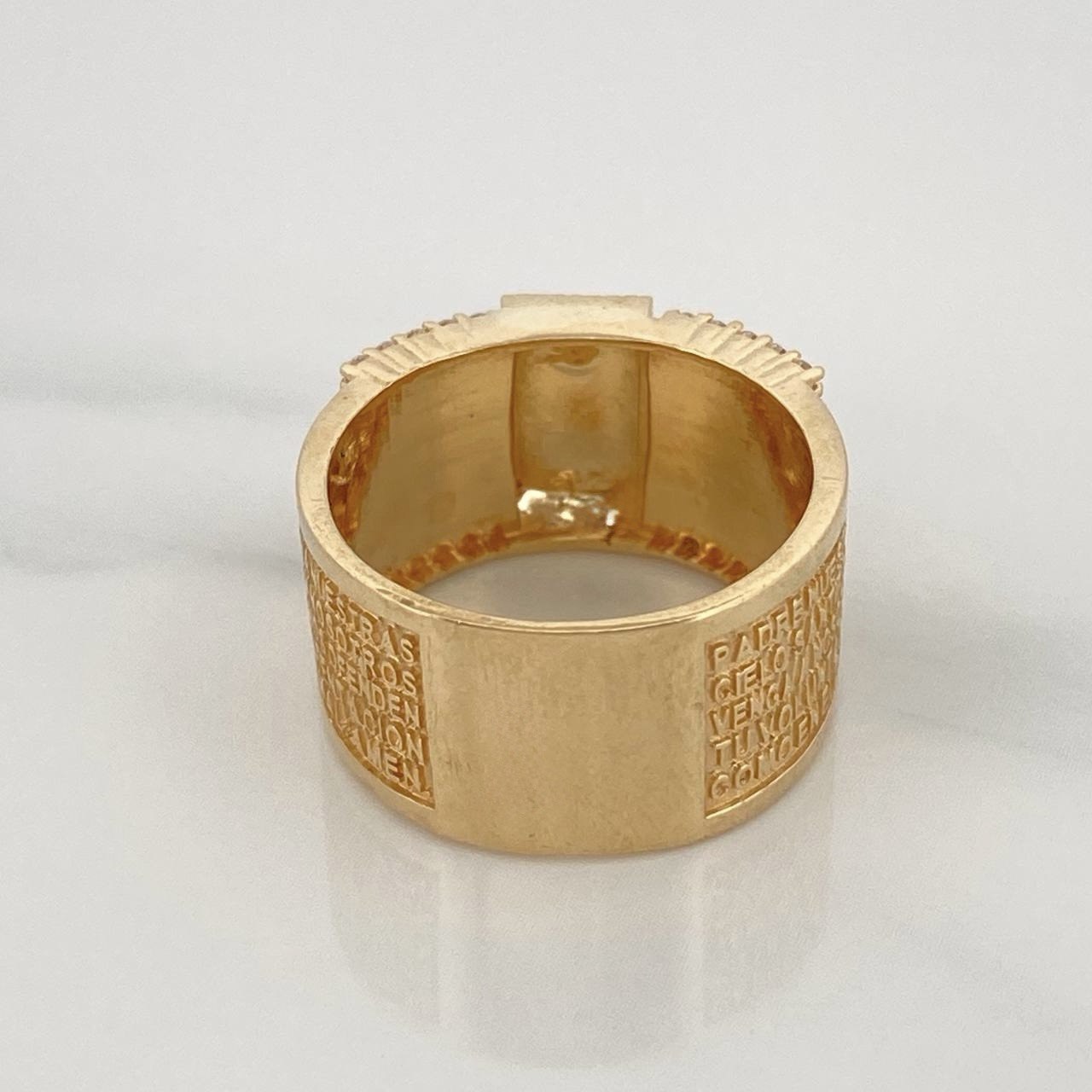 Anillo Cruz Padre Nuestro 8.85gr / T7 1/4 / Oro Amarillo 18K