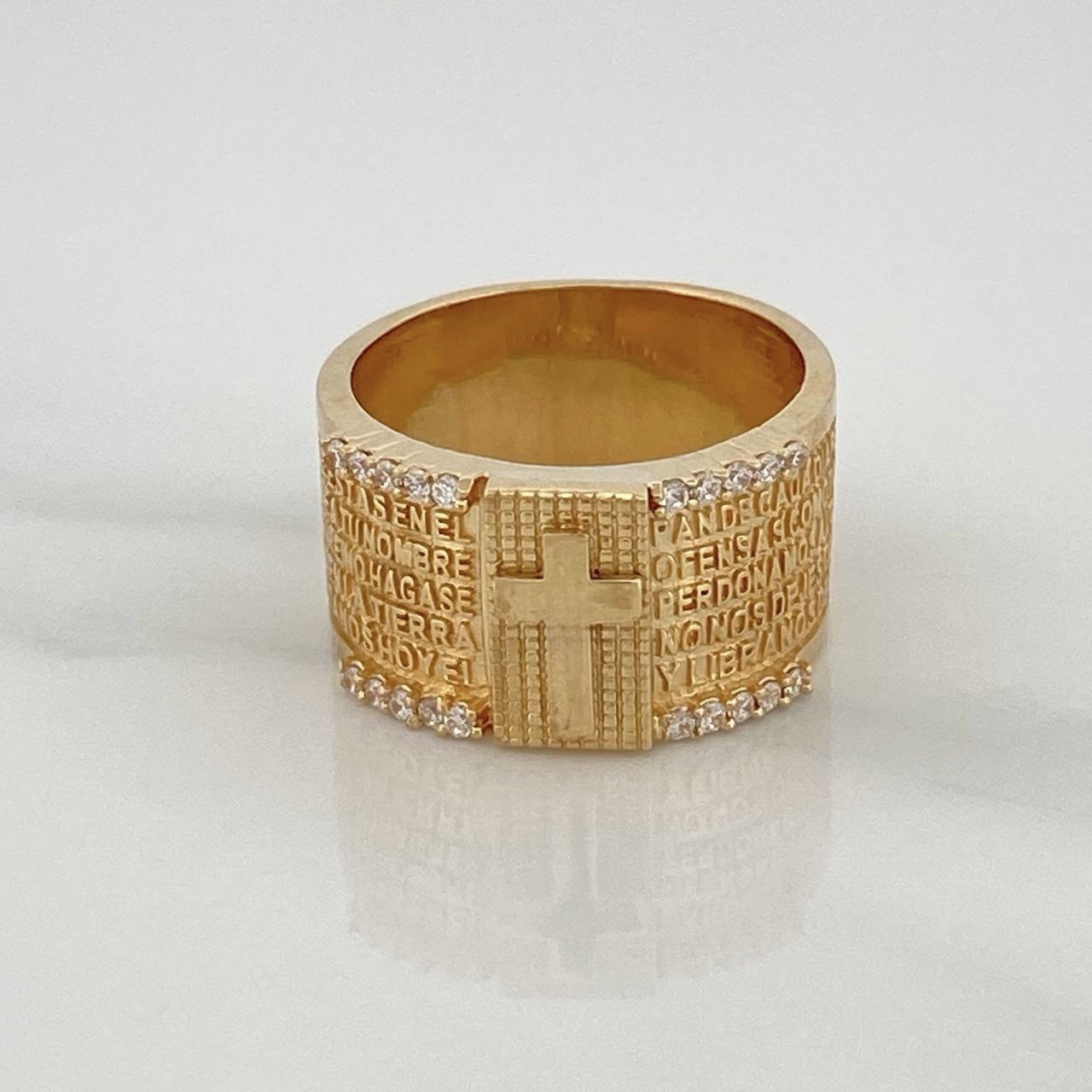 Anillo Cruz Padre Nuestro 8.85gr / T7 1/4 / Oro Amarillo 18K