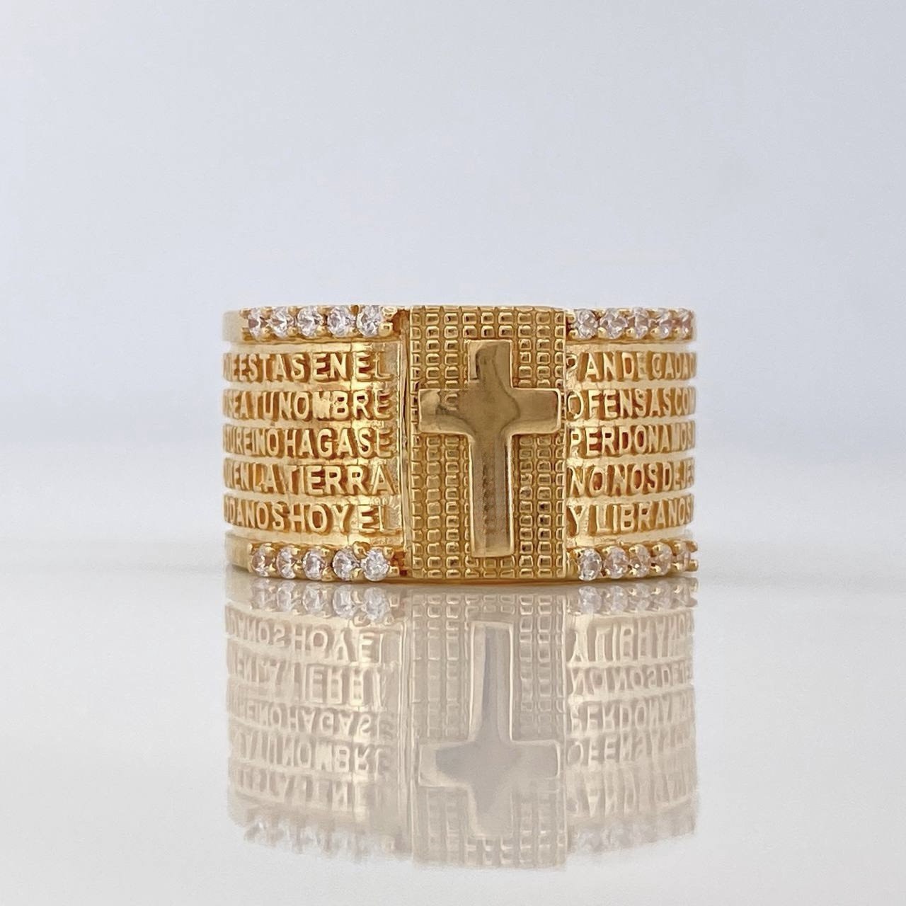 Anillo Cruz Padre Nuestro 8.85gr / T7 1/4 / Oro Amarillo 18K