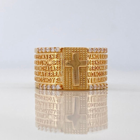 Anillo Cruz Padre Nuestro 8.85gr / T7 1/4 / Oro Amarillo 18K
