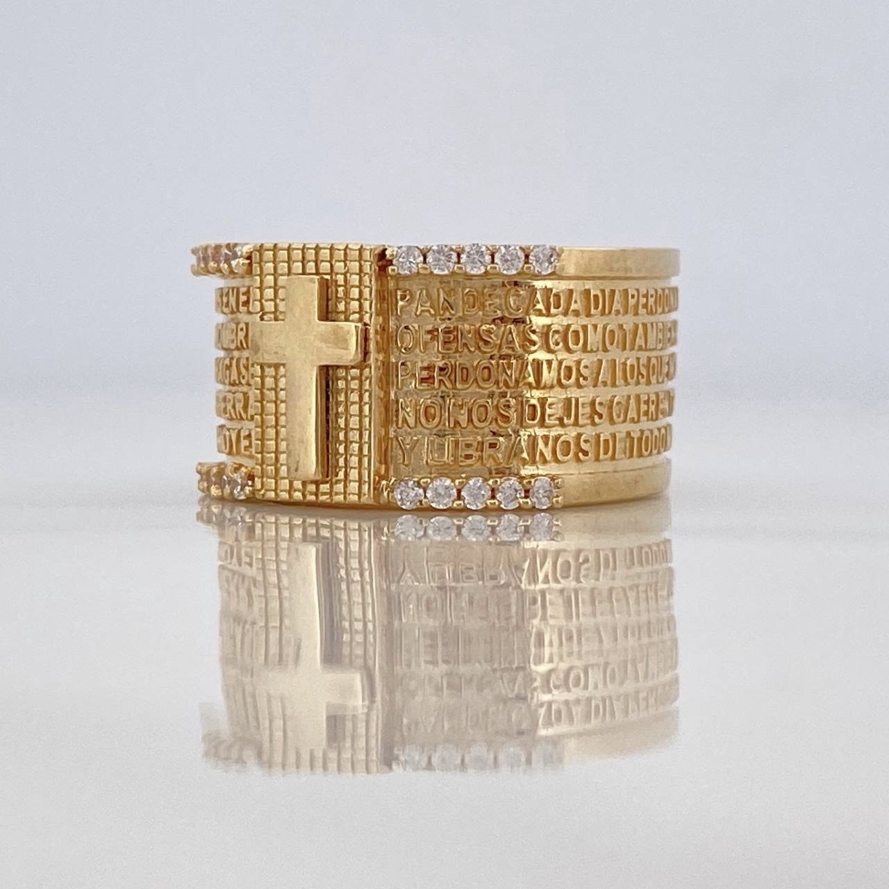 Anillo Cruz Padre Nuestro 8.85gr / T7 1/4 / Oro Amarillo 18K