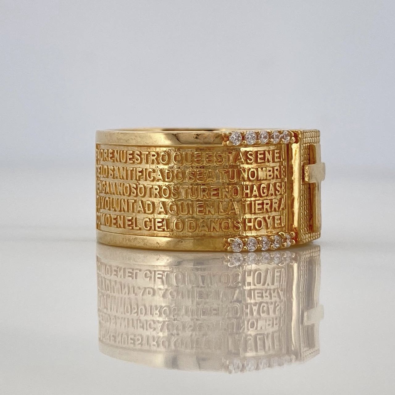 Anillo Cruz Padre Nuestro 8.85gr / T7 1/4 / Oro Amarillo 18K