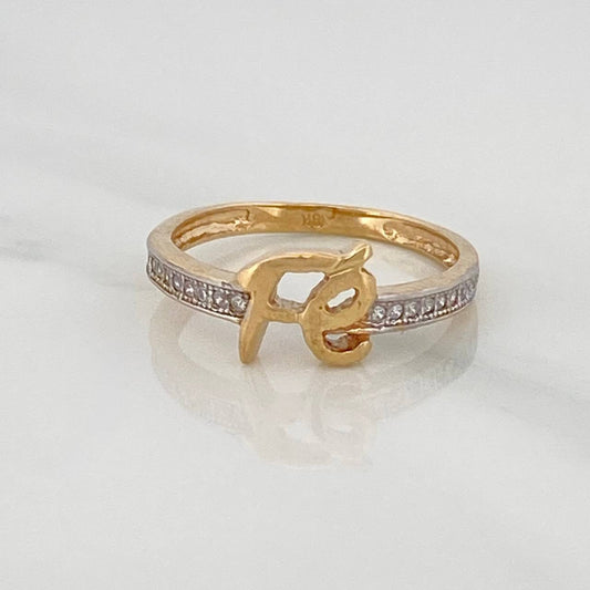 Anillo Fe 2.3gr / T6 1/2 / Dos Oros Amarillo Blanco 18K