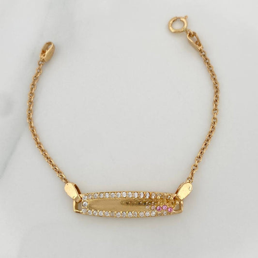 PulsoPlaca Bebe Aro Seguido Corona 2.8gr / 11.7cm / 0.7mm Oro Amarillo 18K %