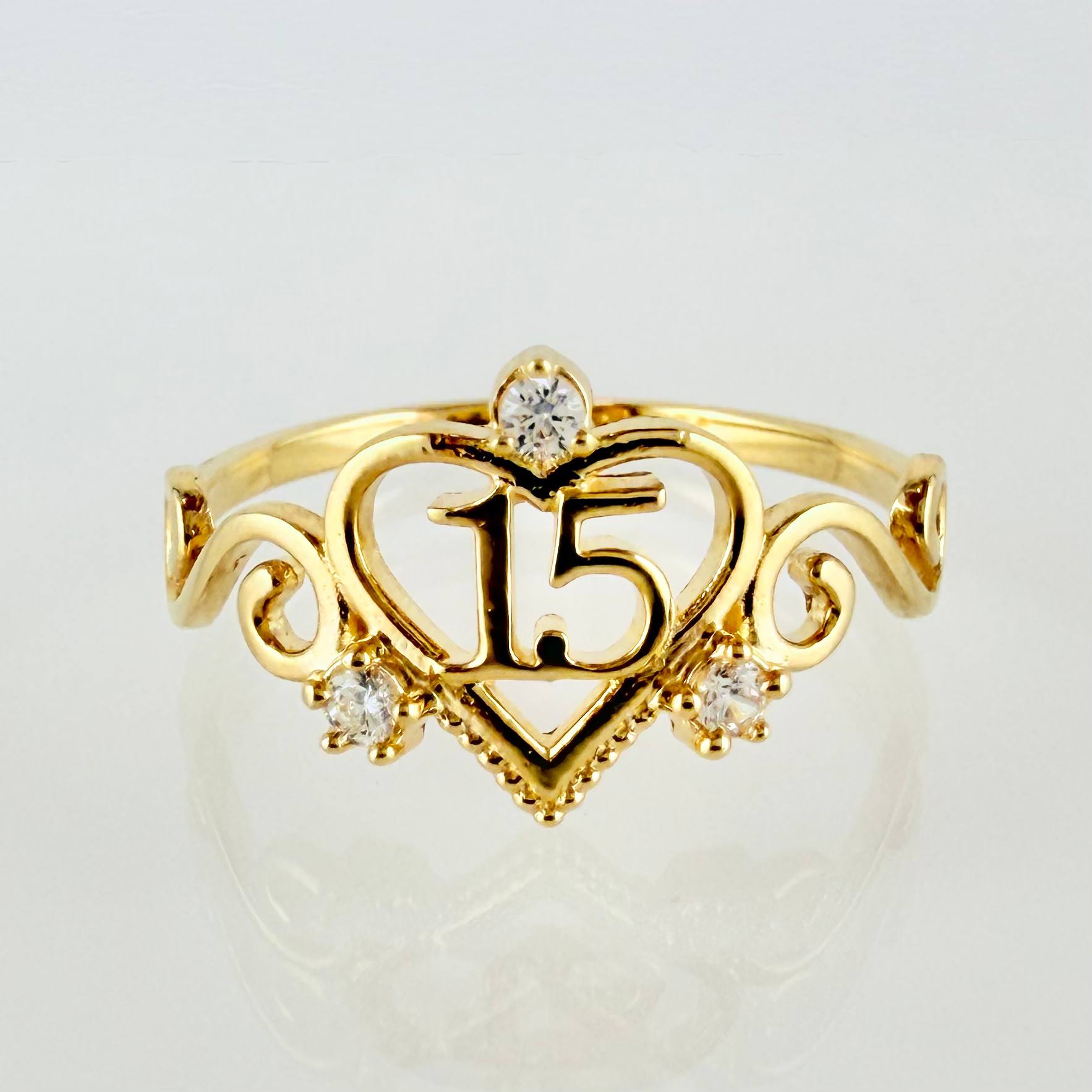 Anillo Corazon 15´S 1.7gr / T7 / Oro Amarillo 18K *