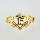 Anillo Corazon 15´S 1.7gr / T7 / Oro Amarillo 18K *