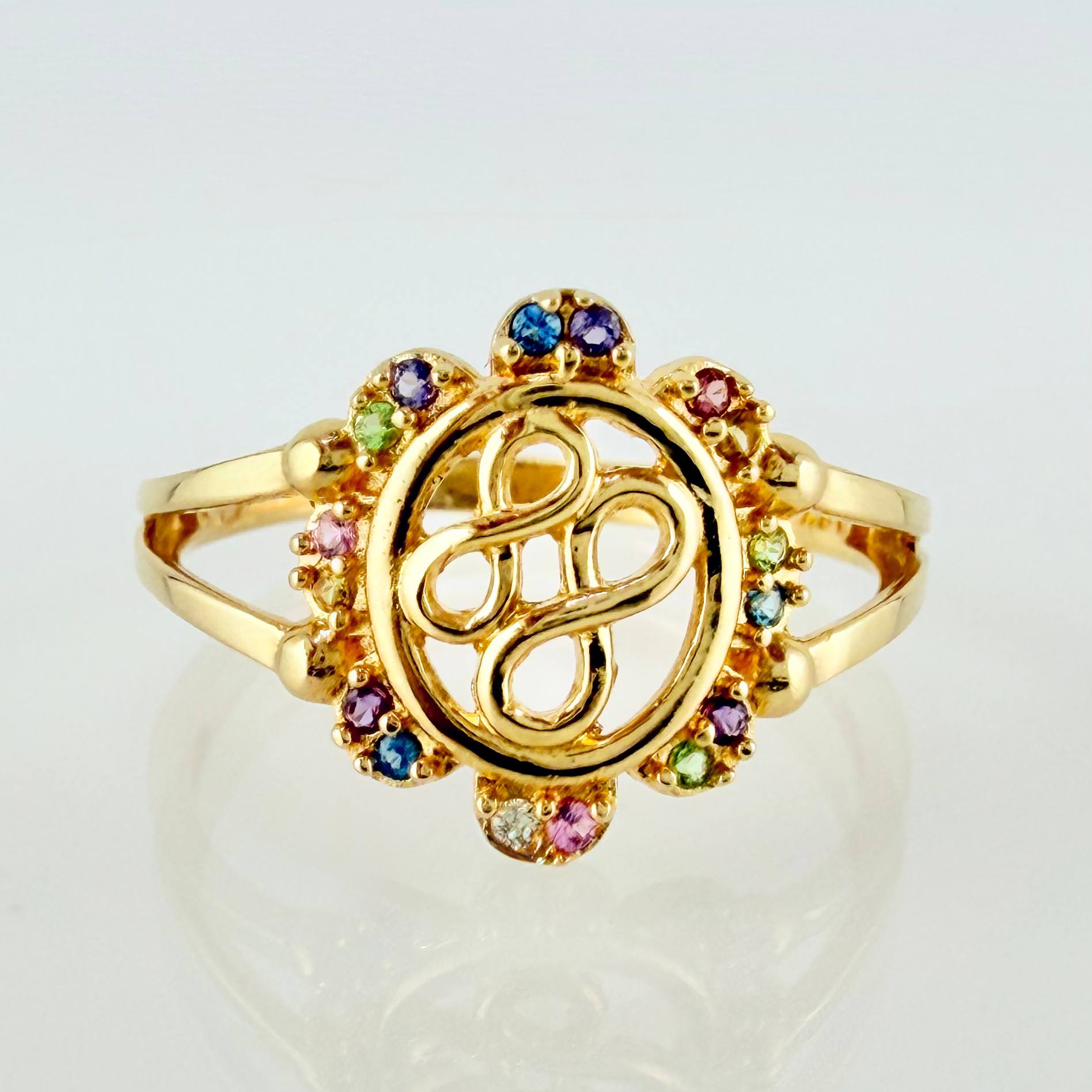 Anillo Doble Infinito Floreado 2.1gr / 6 1 /4 / Oro Amarillo 18K *