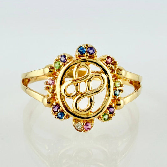 Anillo Doble Infinito Floreado 2.1gr / 6 1 /4 / Oro Amarillo 18K *