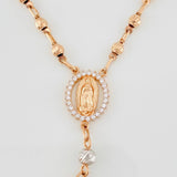 Rosario Virgen de Guadalupe 11.75g / 55cm / 3mm Dos Oros Blanco Rosa 18K