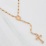 Rosario Virgen de Guadalupe 11.75g / 55cm / 3mm Dos Oros Blanco Rosa 18K