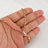 Rosario Virgen de Guadalupe 11.75g / 55cm / 3mm Dos Oros Blanco Rosa 18K