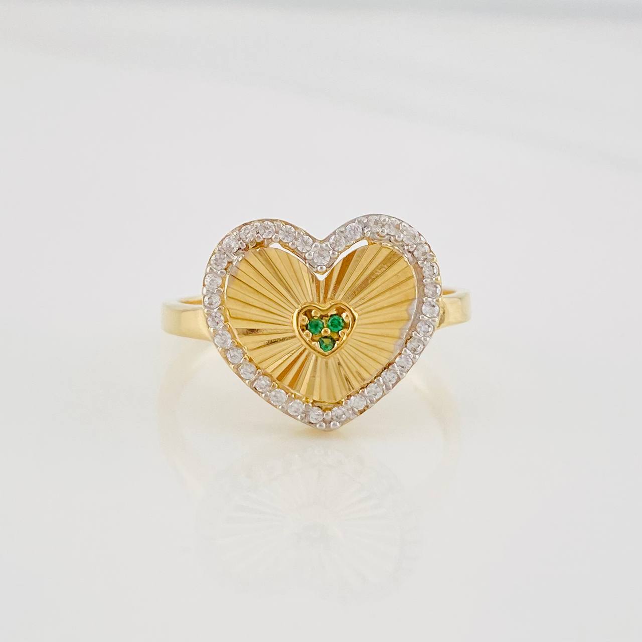 Anillo Corazon 2.85g / T7 1/2 Dos Oros Amarillo Blanco 18K