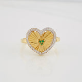 Anillo Corazon 2.85g / T7 1/2 Dos Oros Amarillo Blanco 18K
