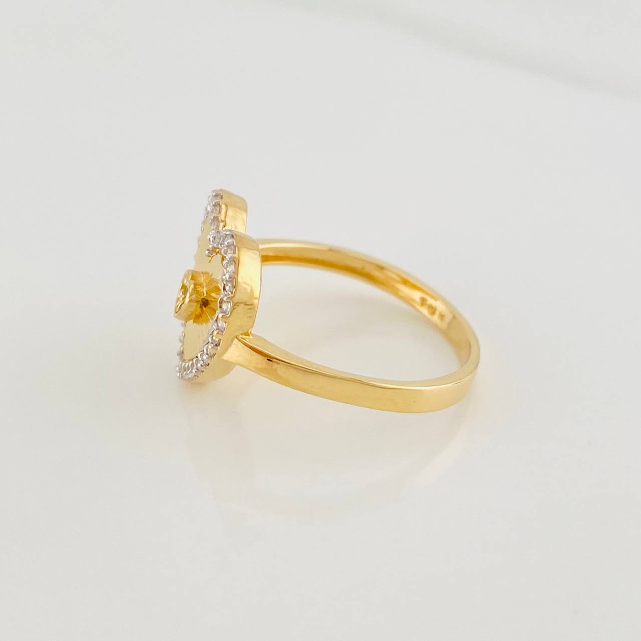 Anillo Corazon 2.85g / T7 1/2 Dos Oros Amarillo Blanco 18K