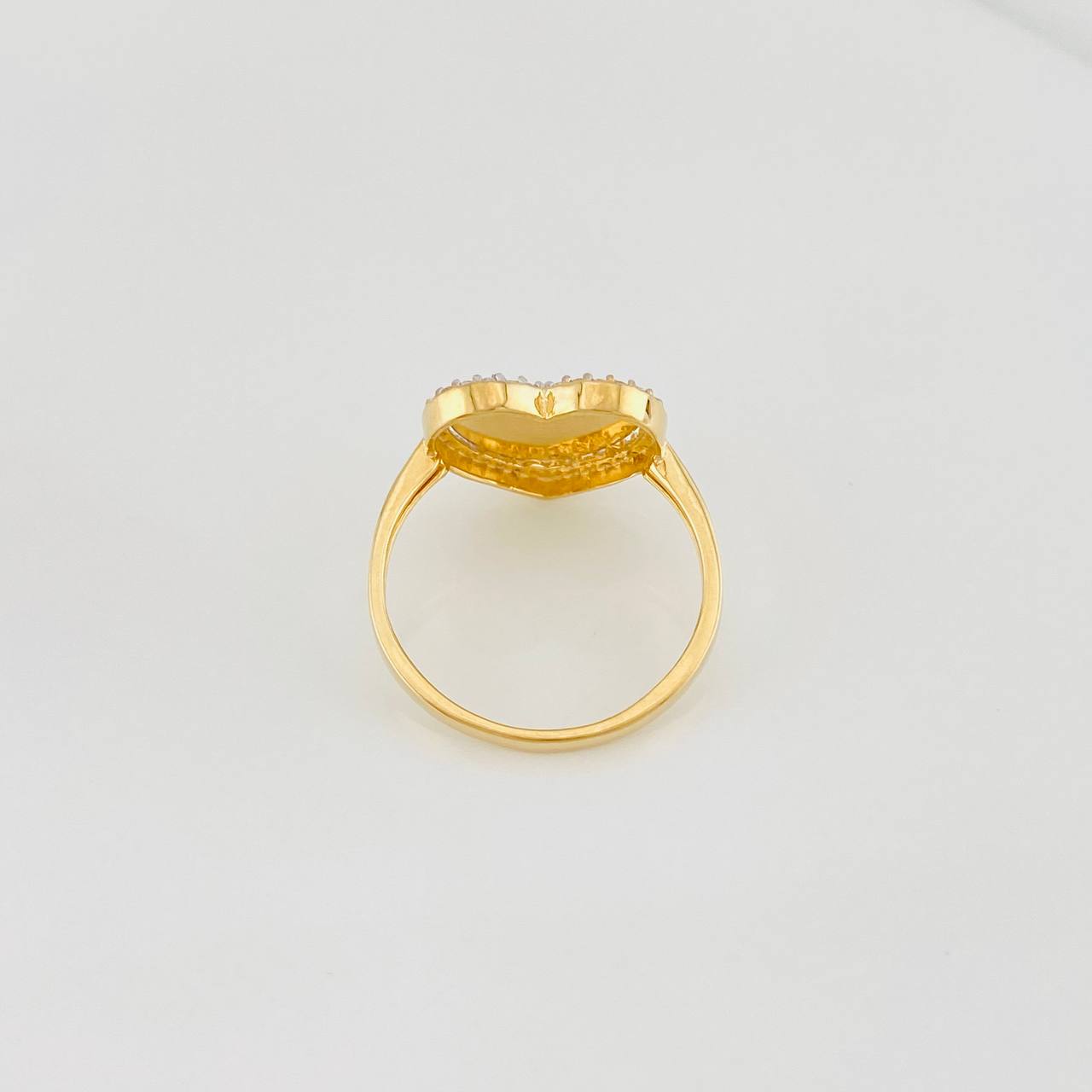 Anillo Corazon 2.85g / T7 1/2 Dos Oros Amarillo Blanco 18K