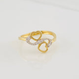 Anillo Corazones 2.2g / T7 3/4 Dos Oros Amarillo Blanco 18K