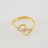 Anillo Corazones 2.2g / T7 3/4 Dos Oros Amarillo Blanco 18K