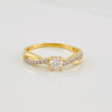 Anillo Solitario Entrelazado 2.1g / T7 1/2 Dos Oros Amarillo Blanco 18K