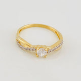 Anillo Solitario Entrelazado 2.1g / T7 1/2 Dos Oros Amarillo Blanco 18K