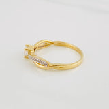 Anillo Solitario Entrelazado 2.1g / T7 1/2 Dos Oros Amarillo Blanco 18K