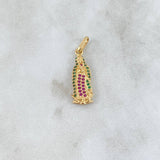 Dije Virgen Guadalupe 1.7gr / 2.8cm / Circones Verdes-Fucsias Oro Amarillo