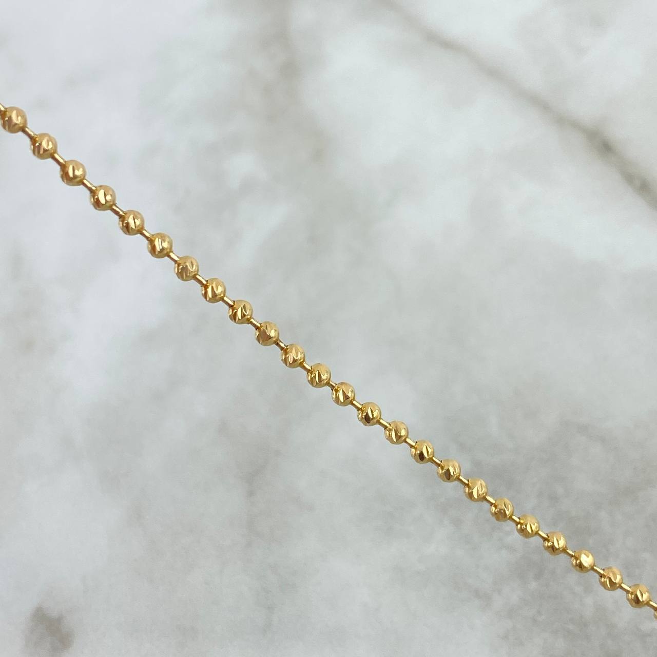 Cadena Militar 17.75gr / 60cm / 3mm Bolas Diamantada Oro Amarillo *