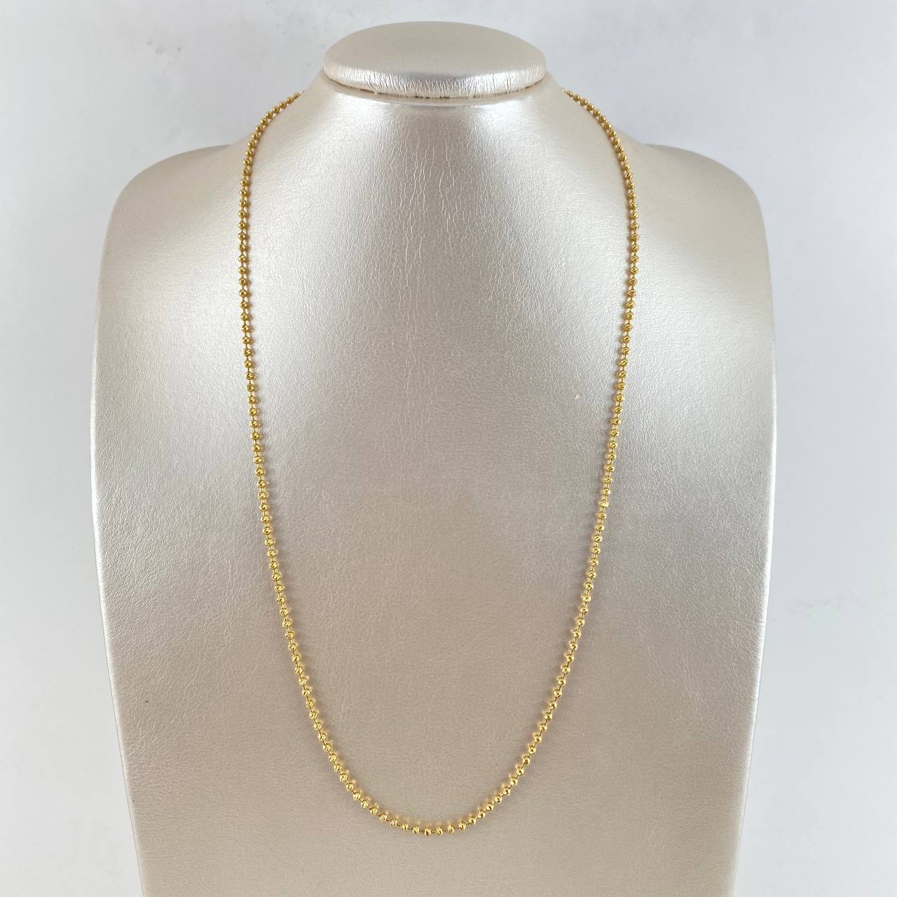 Cadena Militar 17.75gr / 60cm / 3mm Bolas Diamantada Oro Amarillo *