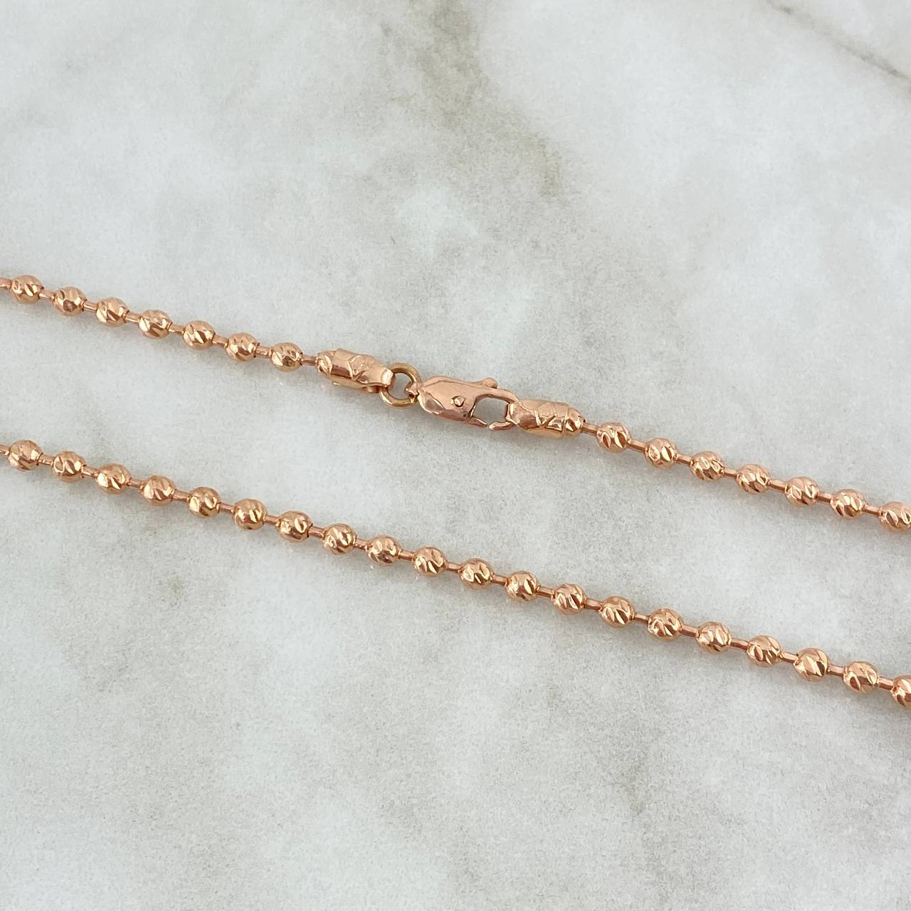 Cadena Militar 21.95gr / 65cm / Bolas Diamantadas Oro Rosa