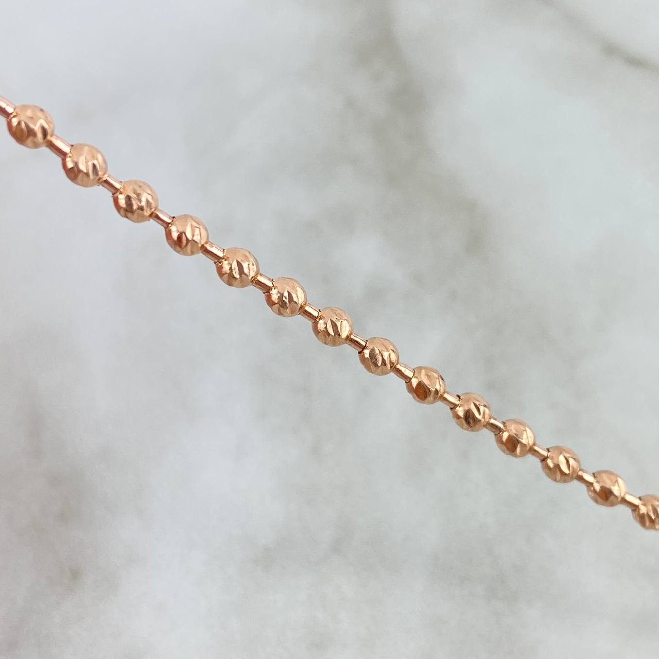 Cadena Militar 21.95gr / 65cm / Bolas Diamantadas Oro Rosa