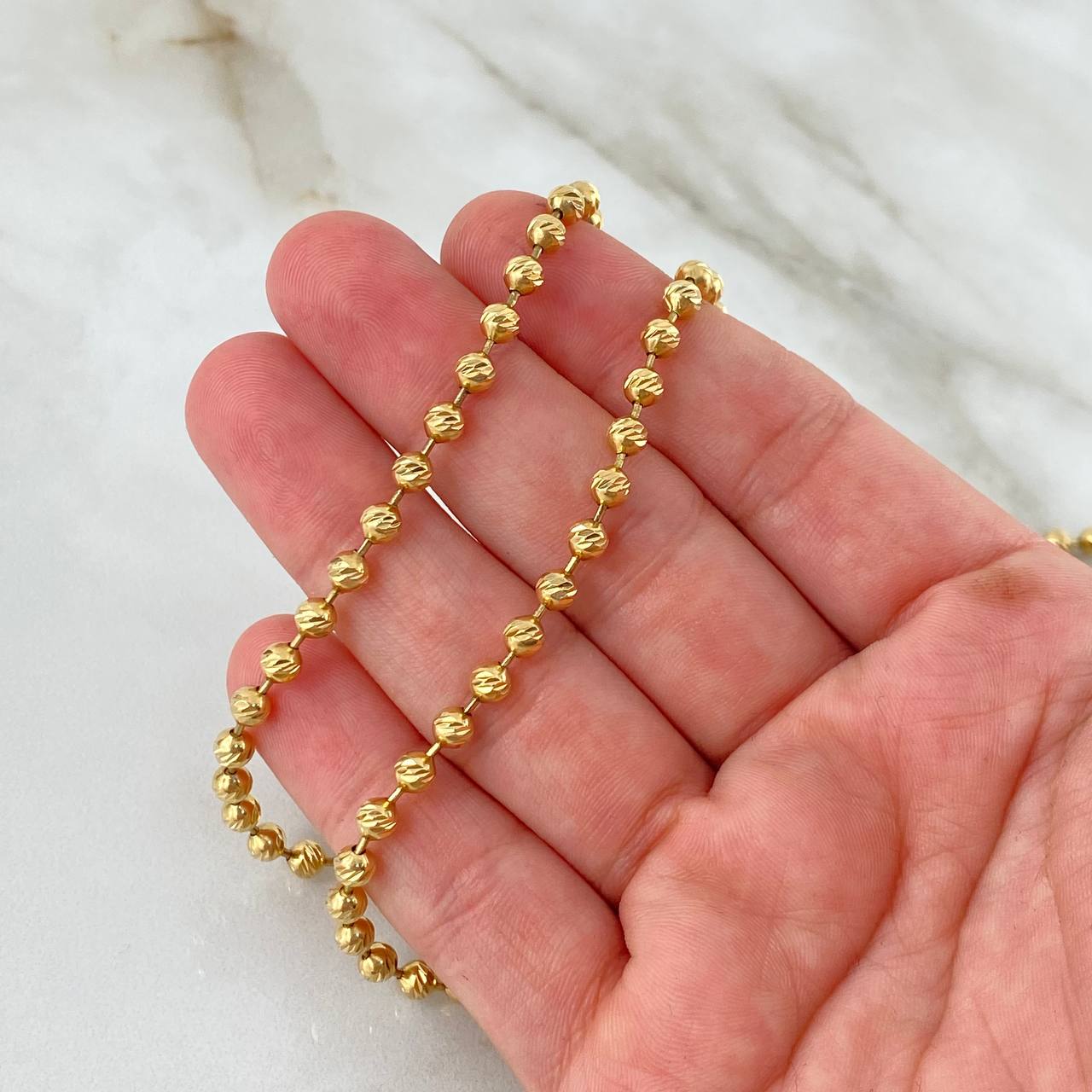 Cadena Militar 26.8gr / 55cm / 4.5mm Bolas Diamantadas Oro Amarillo