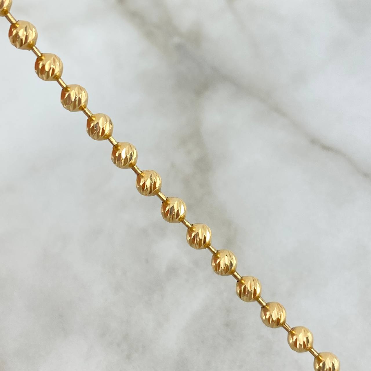 Cadena Militar 31.05gr / 60cm / 4.5mm Bola Diamantada Oro Amarillo