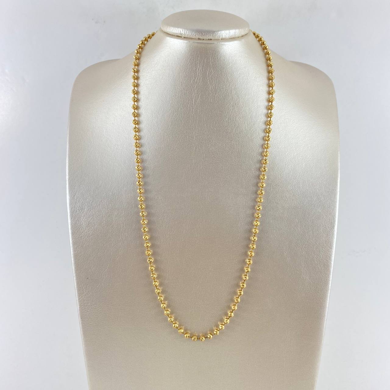 Cadena Militar 26.8gr / 55cm / 4.5mm Bolas Diamantadas Oro Amarillo