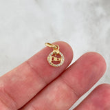 Dije Circular Corazón Dios 0.7gr / 1.8cm / Circones Blancos Oro Amarillo