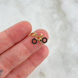 Dije Bicicleta 1gr / 2cm / Circones Negros Oro Amarillo