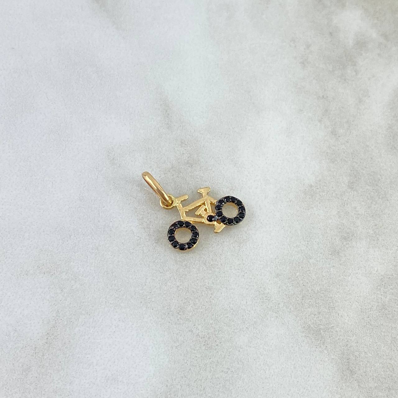 Dije Bicicleta 1gr / 2cm / Circones Negros Oro Amarillo