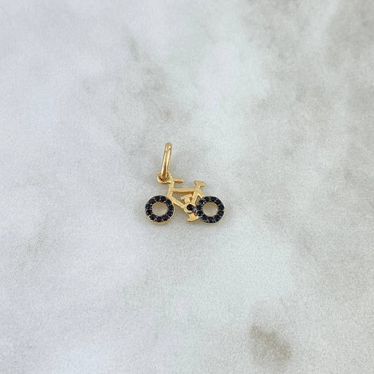 Dije Bicicleta 1gr / 2cm / Circones Negros Oro Amarillo