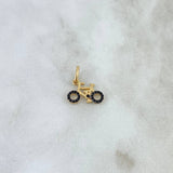 Dije Bicicleta 1gr / 2cm / Circones Negros Oro Amarillo
