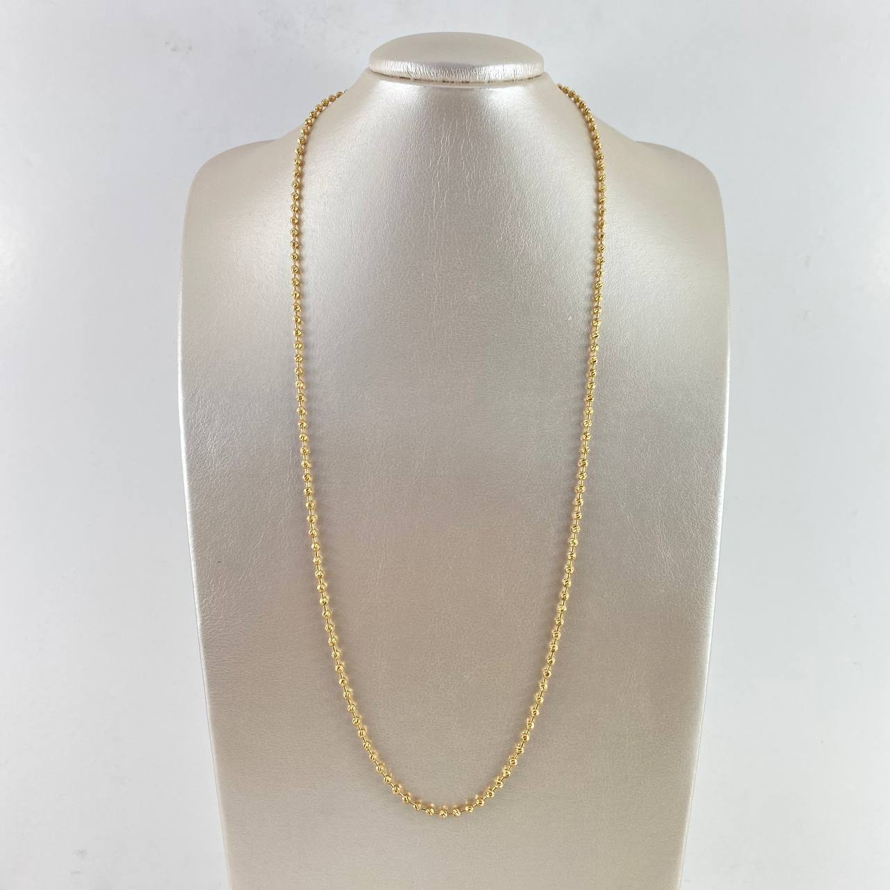 Cadena Militar 22.25gr / 70cm / 3mm Bolas Diamantadas Oro Amarillo ©