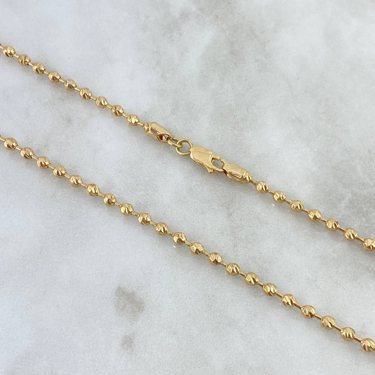 Cadena Militar 22.25gr / 70cm / 3mm Bolas Diamantadas Oro Amarillo ©