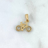 Dije Bicicleta 1.05gr / 1.5cm / Circones Negros Oro Amarillo ©