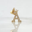 Dije Letra A Corona 1.7gr / 2.6cm / Circones Blancos Oro Amarillo