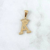 Dije Letra A Corona 1.7gr / 2.6cm / Circones Blancos Oro Amarillo