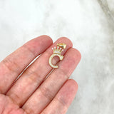 Dije Letra C Corona 1.55gr / 2.6cm / Circones Blancos Oro Amarillo