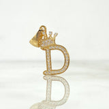 Dije Letra D Corona 1.9gr / 2.5cm / Circones Blancos Oro Amarillo